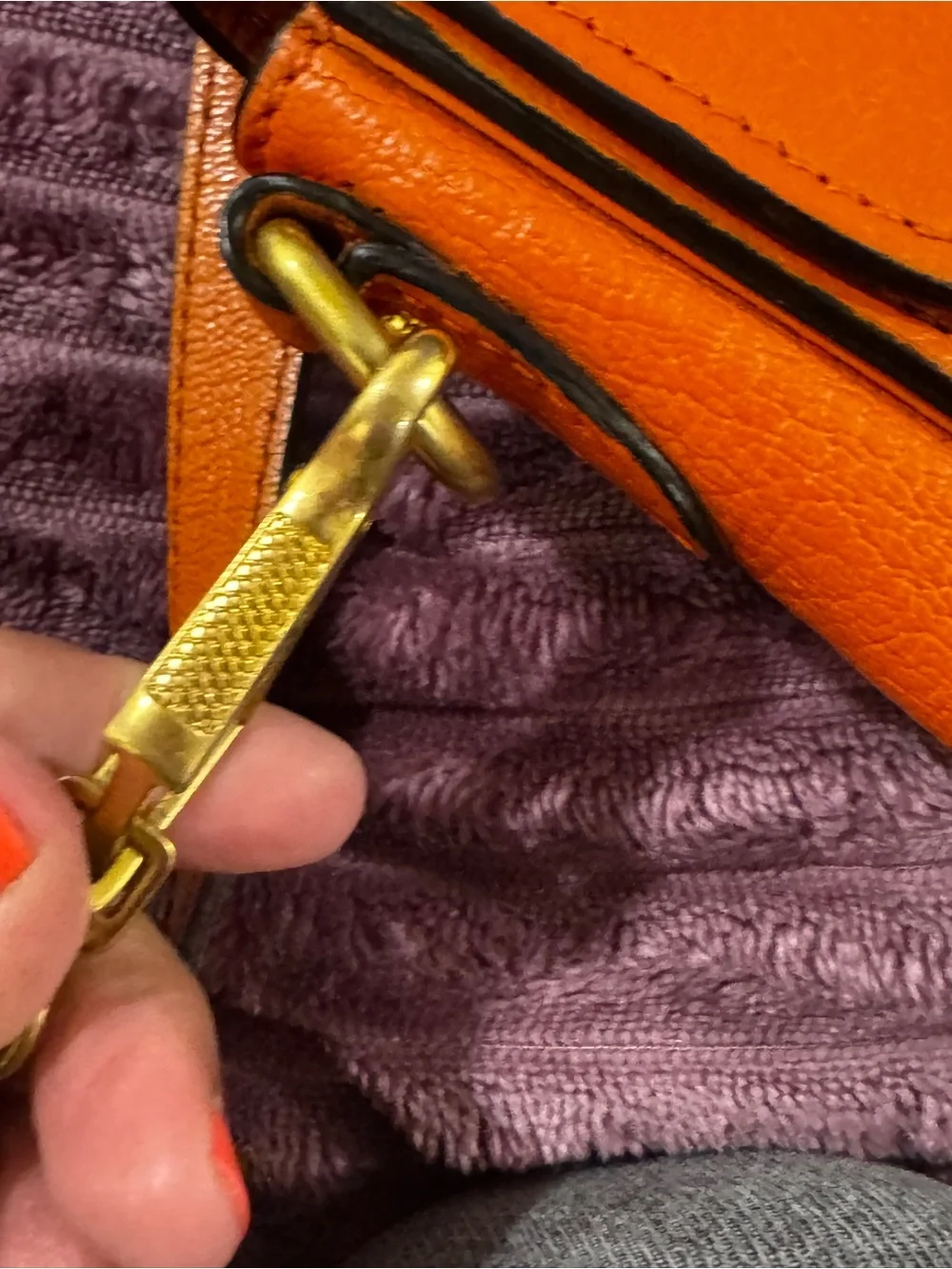 Miu Miu Madras Goatskin Flap Satchel Crossbody Bag Orange Leather Italy - Picture 14 of 16